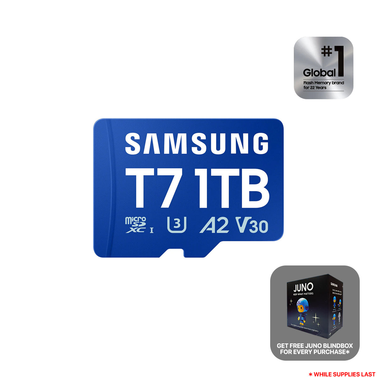 Samsung T7 UHS-I C10 U3 V30 A2 170MB/s Read microSDXC