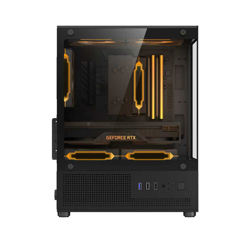 Trendsonic Juro JR14A Tempered Glass Front/Side Micro ATX PC Case with 3x Fixed Color Fan