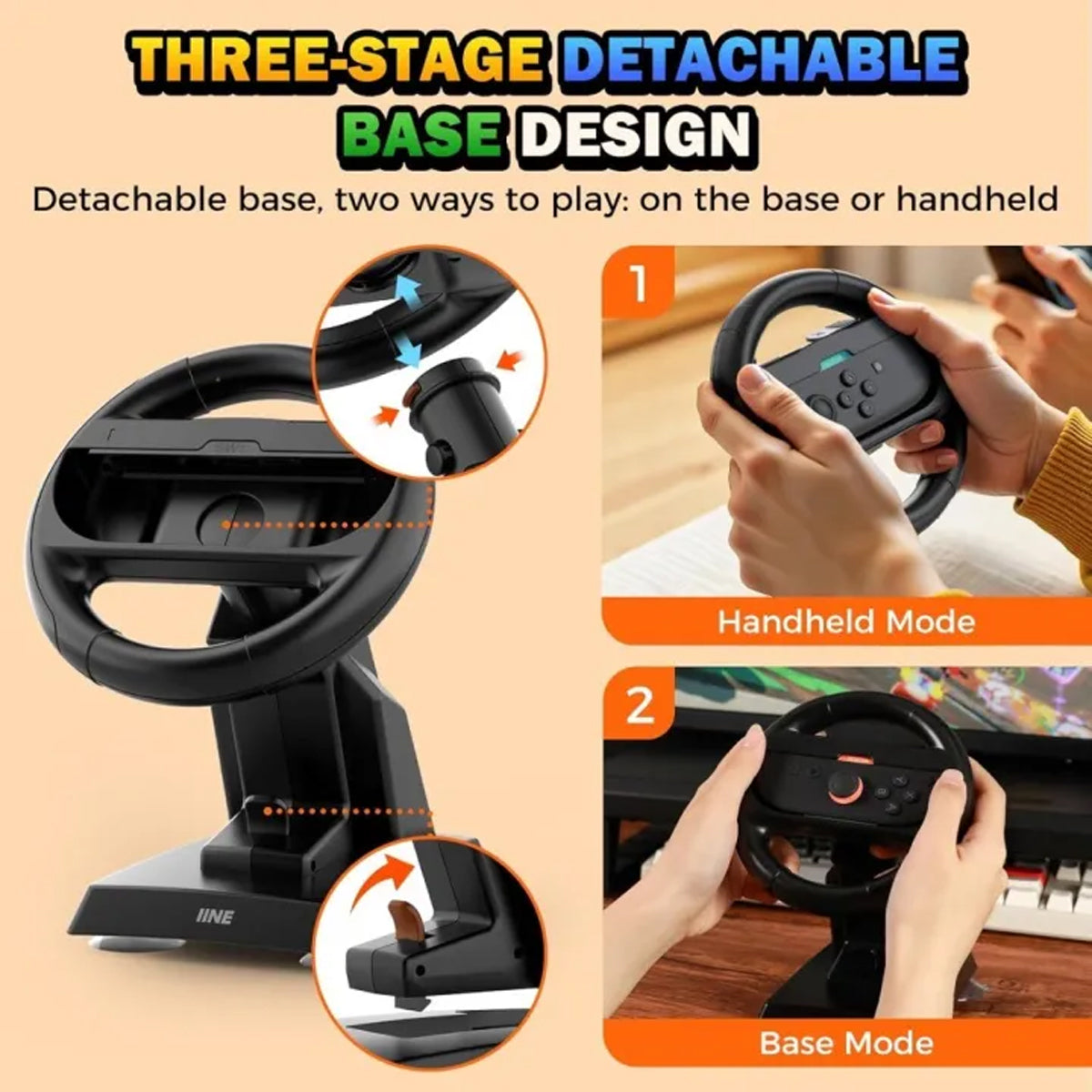 IINE Racing Wheel Set for Nintendo Switch / Nintendo Switch 2 (L1198)