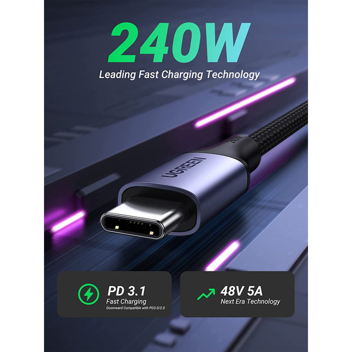 Ugreen USB-C to USB-C 240W PD Fast Charging Braided Cable