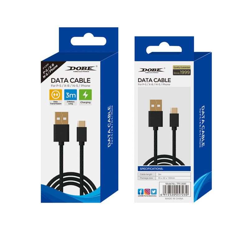 Dobe Data Cable 3M For PS5 / Xbox / Nintendo Switch / Phone TP5-3585