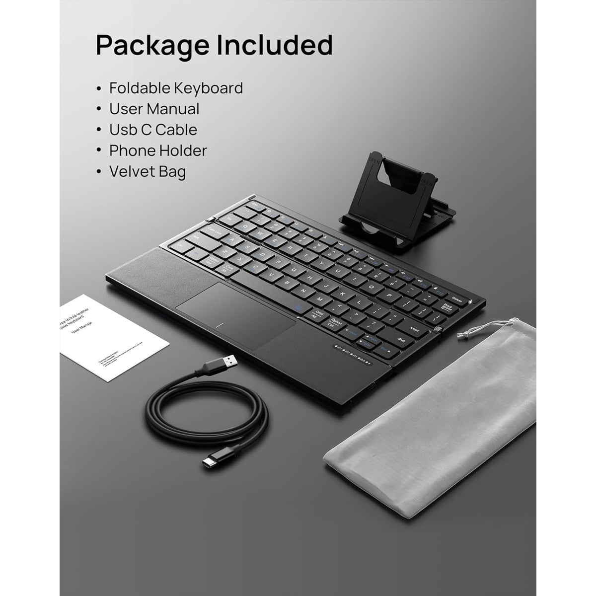 Harmonica Z01 Tri-Fold Keyboard with Touchpad (Black)
