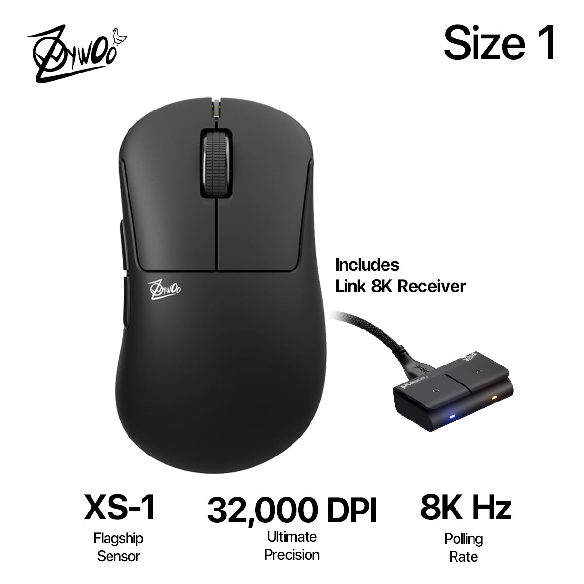 Pulsar ZywOo The Chosen Mouse Gen.2 eSports Gaming Mouse Size 1 (Black) (PZWG211)