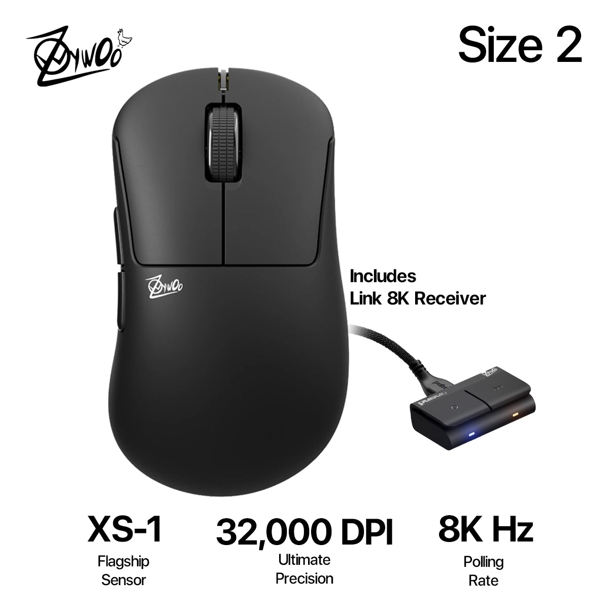 Pulsar ZywOo The Chosen Mouse Gen.2 eSports Gaming Mouse Size 2 (Black) (PZWG221)
