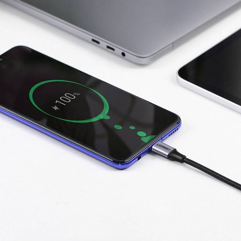 UGreen USB-C To Angled USB-C 2.0 Round Cable M/M Aluminum Shell Nickel Plating | DataBlitz