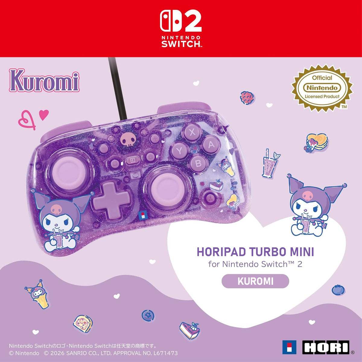 Horipad Turbo Mini for Nintendo Switch 2 (Kuromi) (NSX-233A)