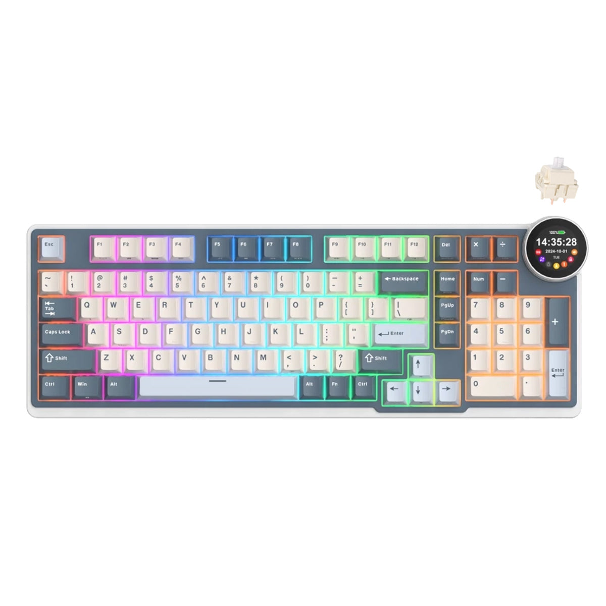 Royal Kludge RK-N99 Tri-Mode RGB 98 Keys Hot Swappable Mechanical Keyboard Moon