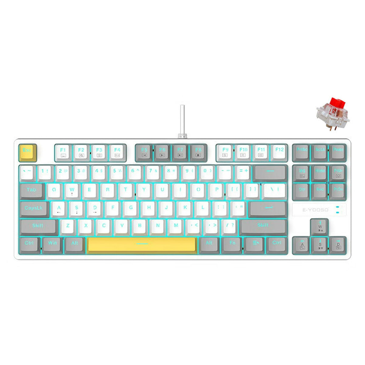 E-Yooso Z-14 Single Light 104 Keys Mechanical Keyboard White/Grey (Red Switch)