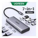Ugreen USB-C to USB-A 3.0 + 3xUSB-A 2.0 + 2xHDMI + PD Port Converter (7-in-1) Hub - 15cm (Gray)