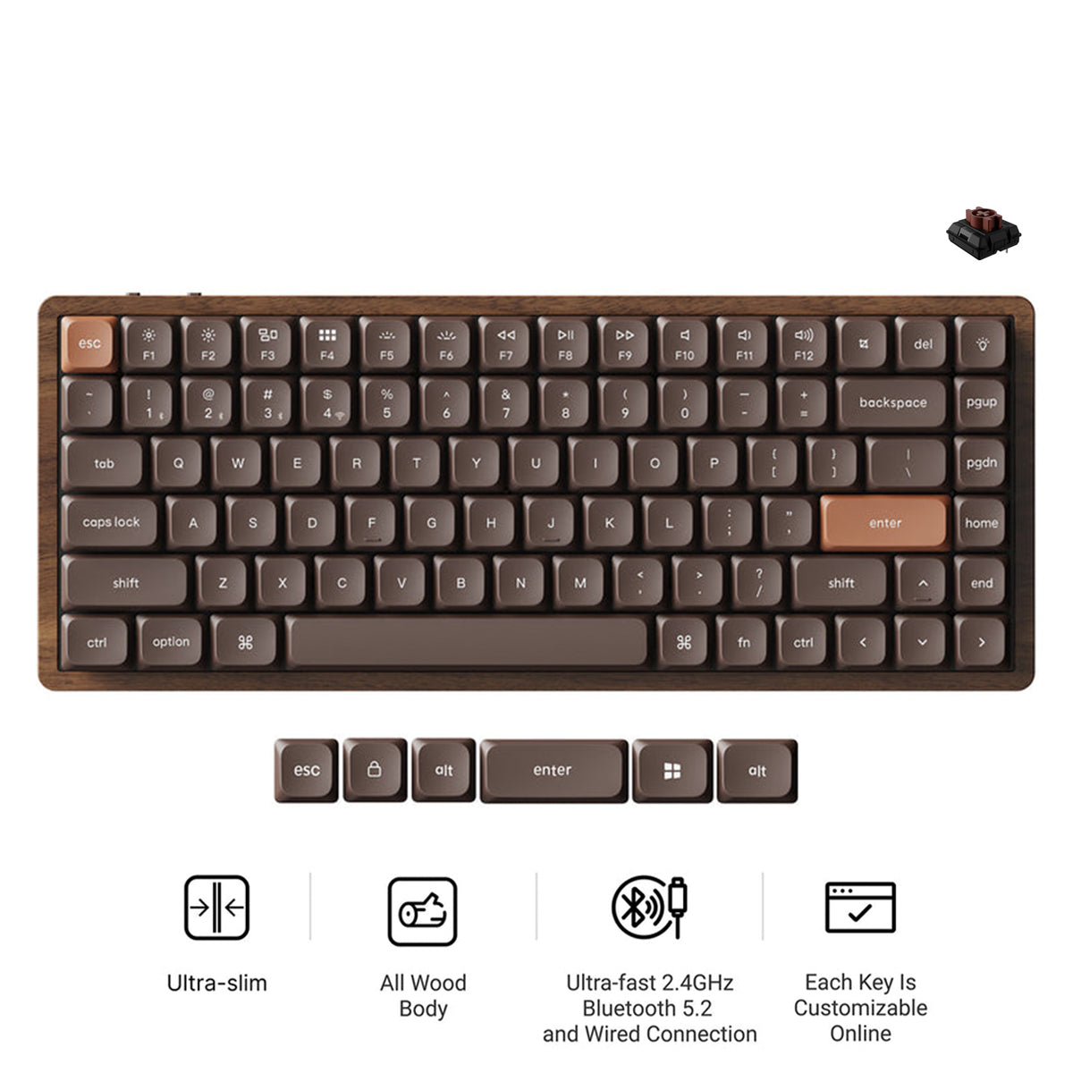Keychron K3 Max QMK Wireless Hot-Swappable RGB Custom Mechanical Keyboard - All-Wood Special Edition
