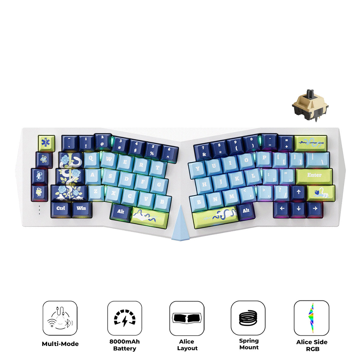 Akko Year of Snake Armor Aluminum Case Alice Side RGB Multi-Mode Hot-Swappable Keyboard (Rod of Asclepius) (Akko Cobras Switch) (03H-03K-03N-03P-03Z-04B-04D)