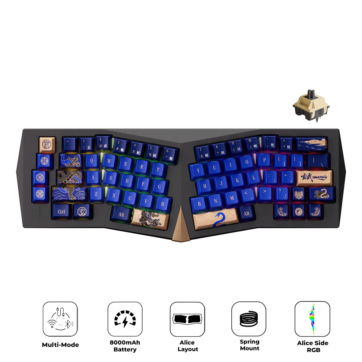 Akko Year of Snake Armor Aluminum Case Alice Side RGB Multi-Mode Hot-Swappable Keyboard (Xuanwu) (Akko Cobras Switch) (03G-03K-03M-03P-03Y-04C-04D)