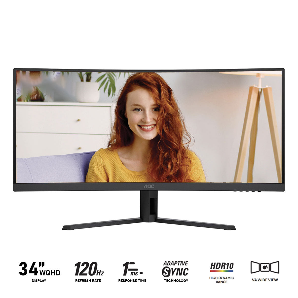 AOC CU34B3E/69 34" WQHD (3440x1440) 120Hz 4ms GtG / 1ms MPRT VA Curved Ultrawide Monitor