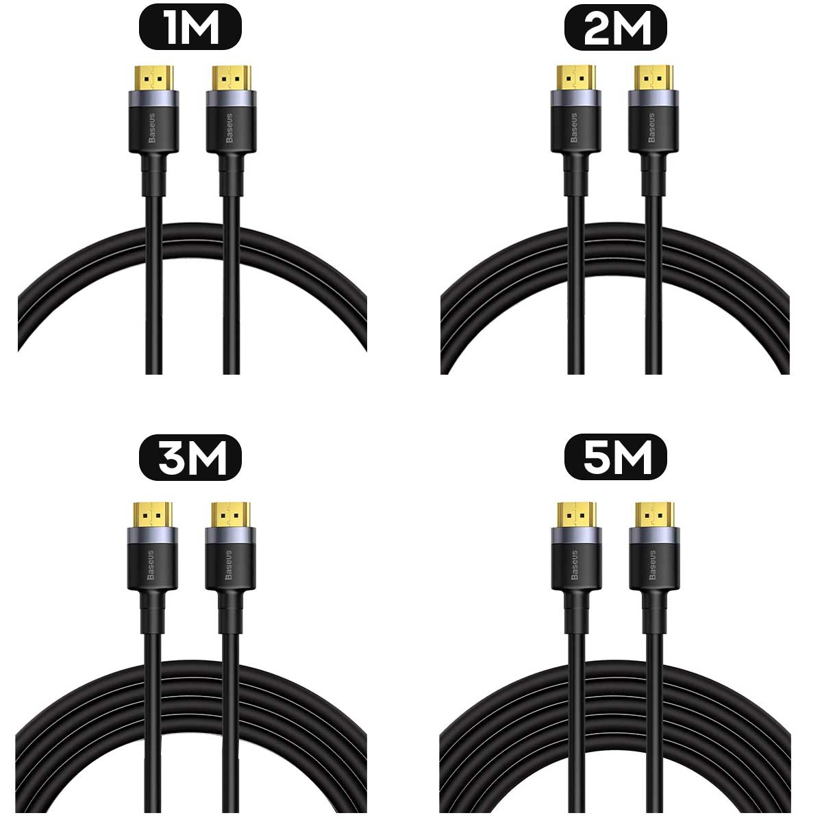 Baseus Cafule 4K HDMI Male To 4K HDMI Male Adapter Cable (1m, 2m, 3m, 5m) (Black) (CADKLF-E01, CADKLF-F01, CADKLF-G01, CADKLF-H01)
