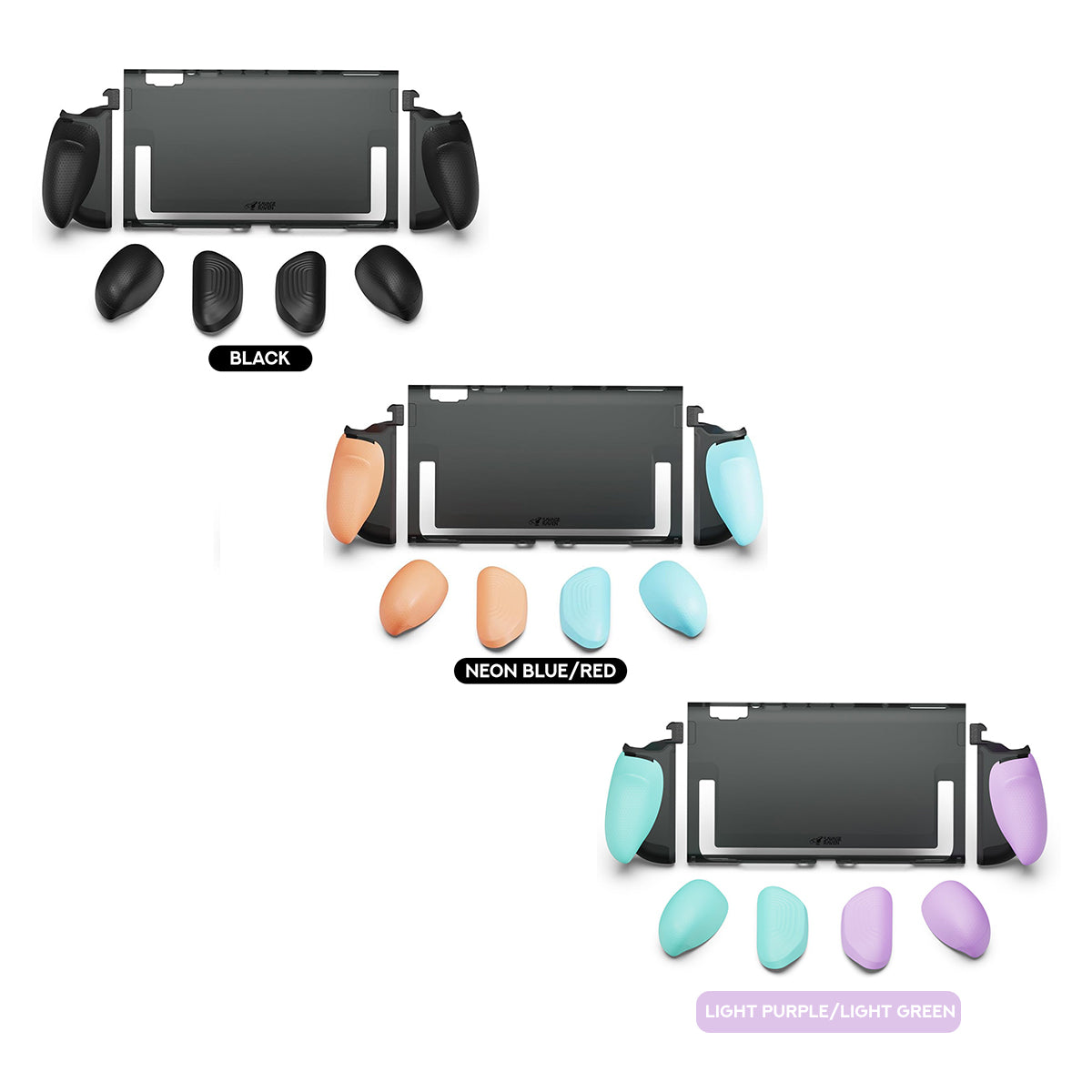 Skull & Co. FissionGrip for Nintendo Switch 2 (Black, Neon Blue/Red, Light Purple/Light Green)