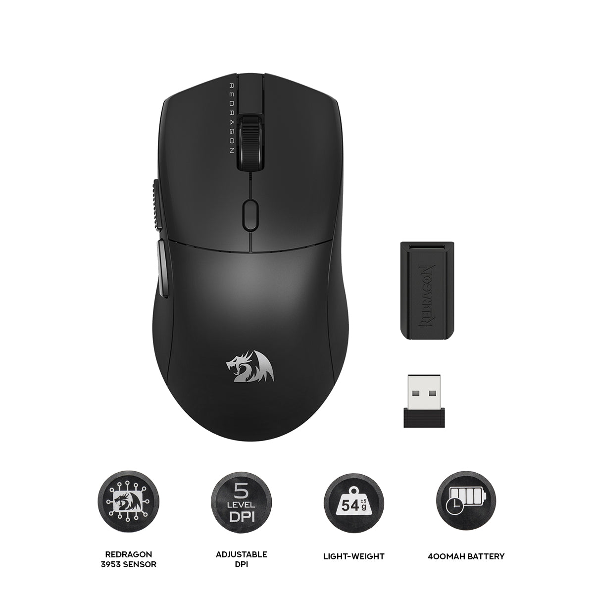Redragon Sparda Dual 8k 45000 DPI 3-Mode Connection Wireless Light-Weight Mouse (Black) (M919-Ult)