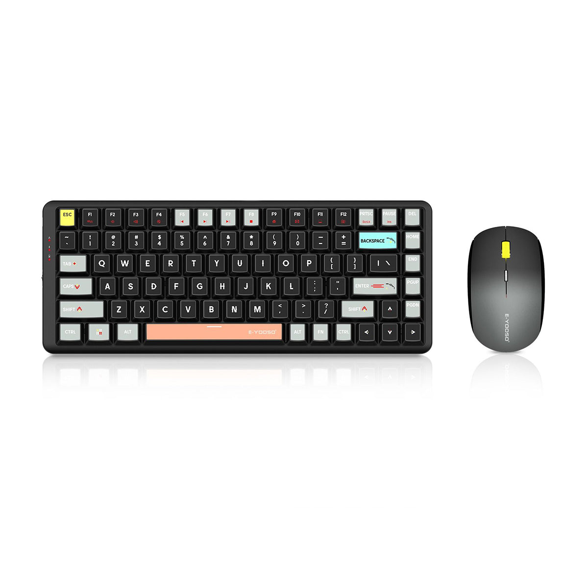 E-Yooso E-797 Wireless Mechanical Keyboard & Mouse Combo (Black/Grey)