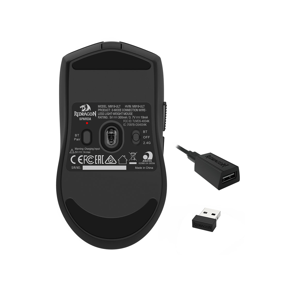 Redragon Sparda Dual 8k 45000 DPI 3-Mode Connection Wireless Light-Weight Mouse (Black) (M919-Ult)