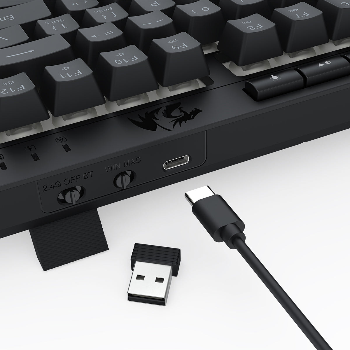 Redragon K524RGB-Pro Crescent Pro 75% Tri-Mode Gaming Keyboard with Macro Keys (Black)