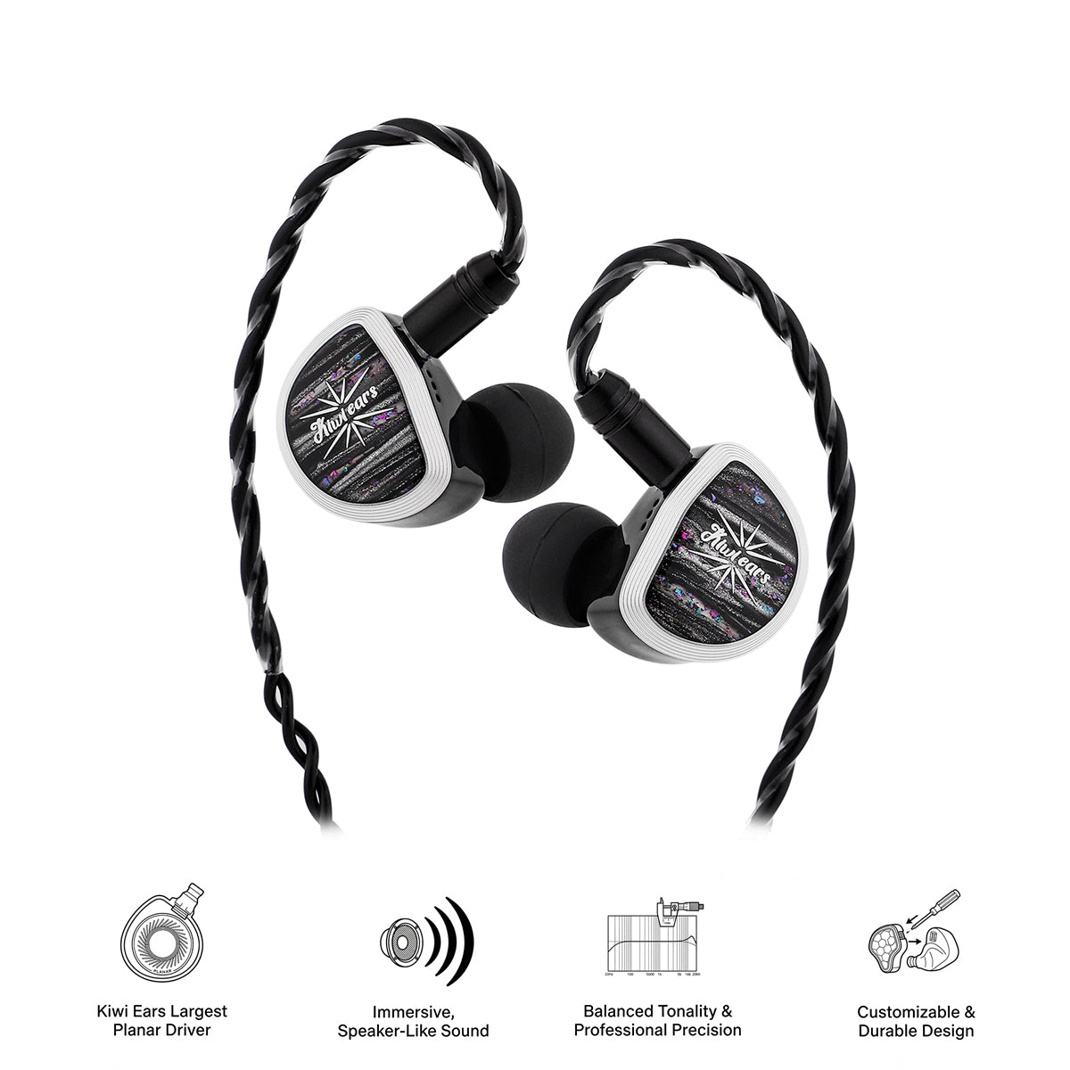 Kiwi Ears Aether In-Ear Monitor 15.3mm Large Planar Driver Earphone Hi-Fi Gaming Earbuds
