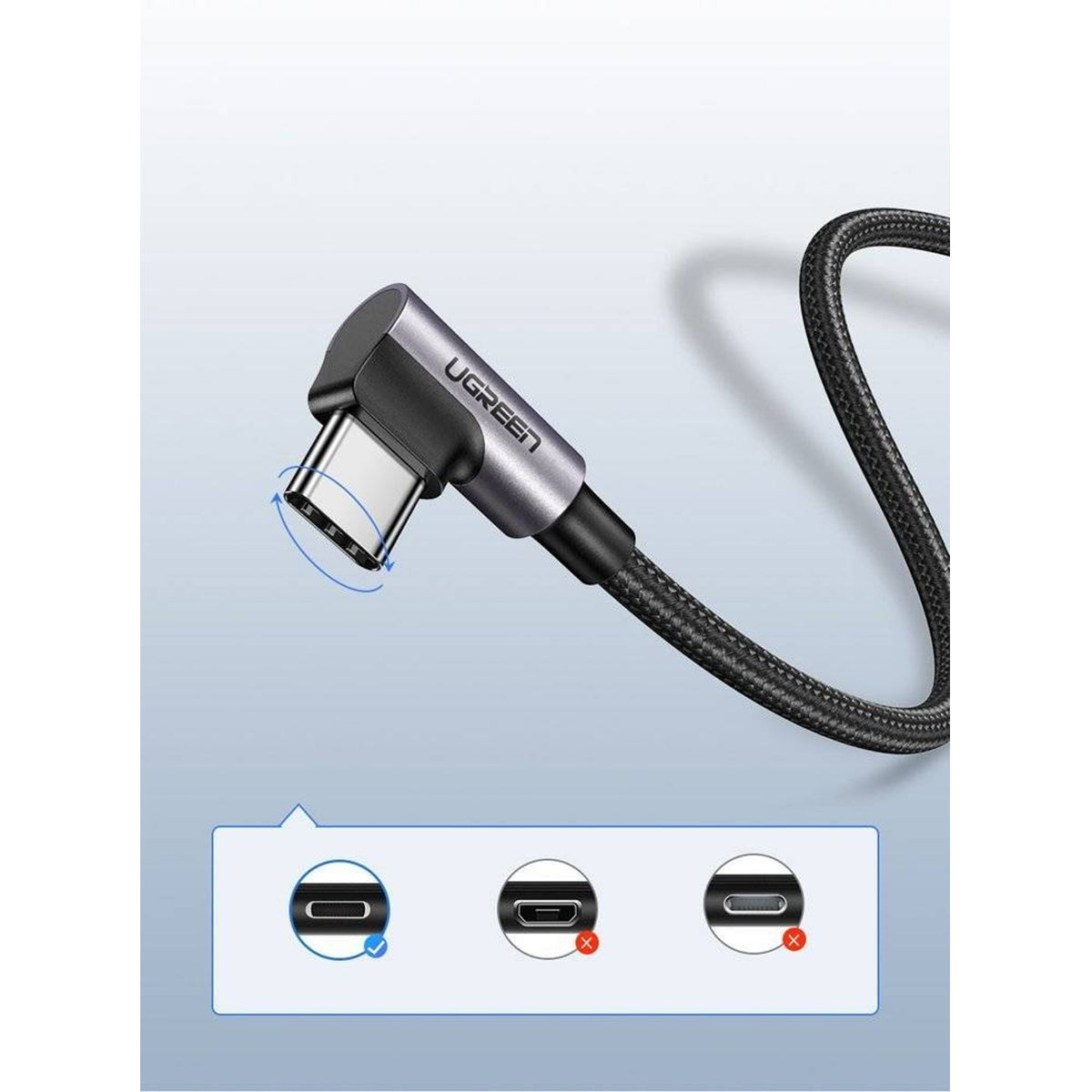 Ugreen Right Angle USB-A to USB-C Data Cable - 2m (Space Gray) (US284/50942)