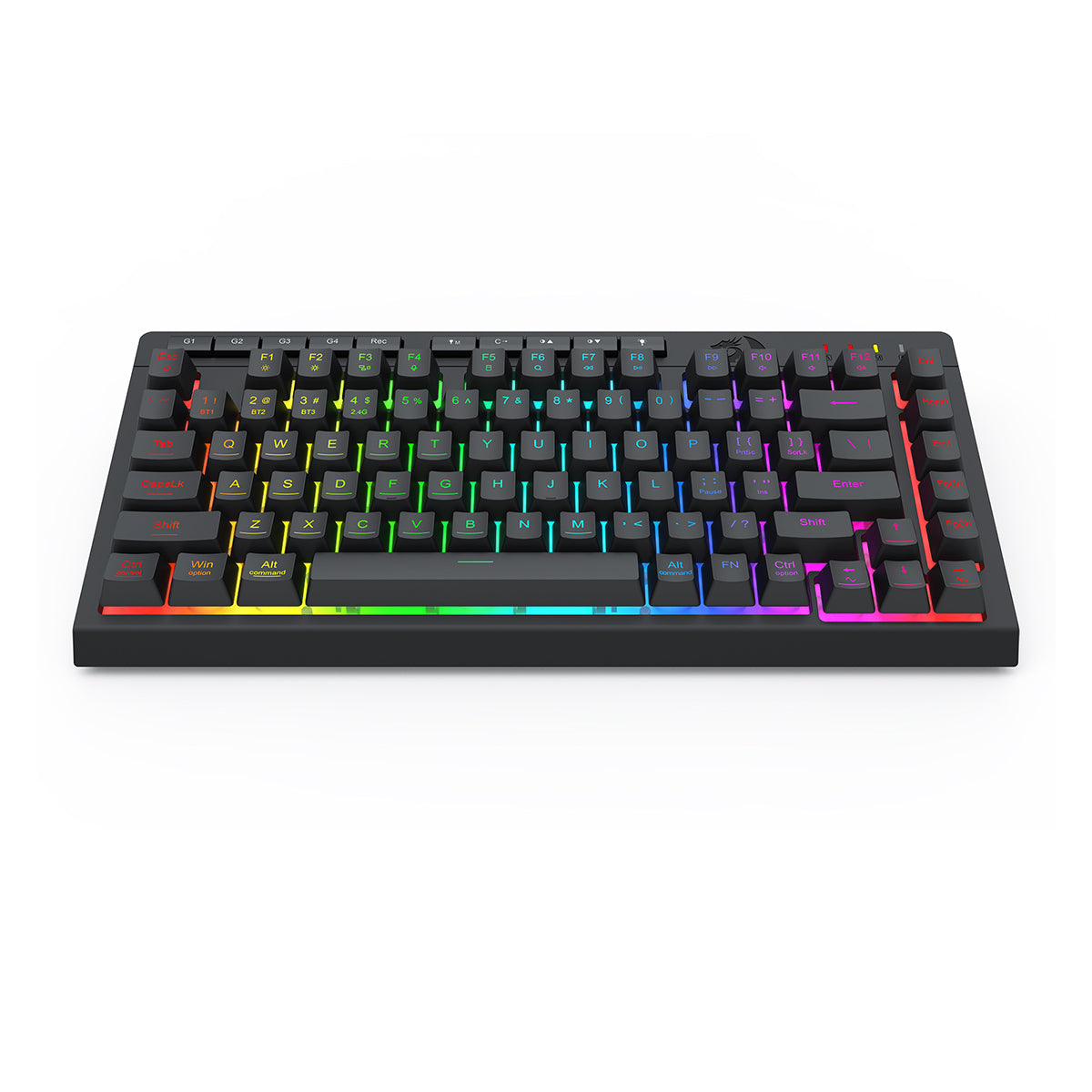 Redragon K524RGB-Pro Crescent Pro 75% Tri-Mode Gaming Keyboard with Macro Keys (Black)