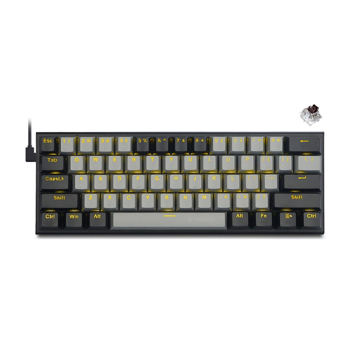 E-Yooso Z-11 Single Light RGB 61 Keys Hot Swappable Mechanical Keyboard Black/Gray (Brown Switch)
