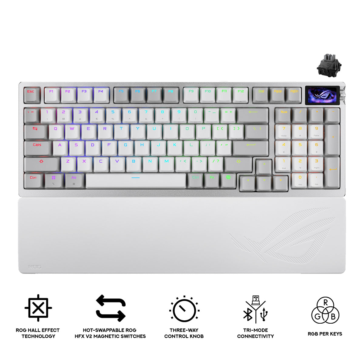 Asus M902 ROG Azoth 96% Wireless Analog Gaming Keyboard (ROG HFX V2 Magnetic Switch) (White)