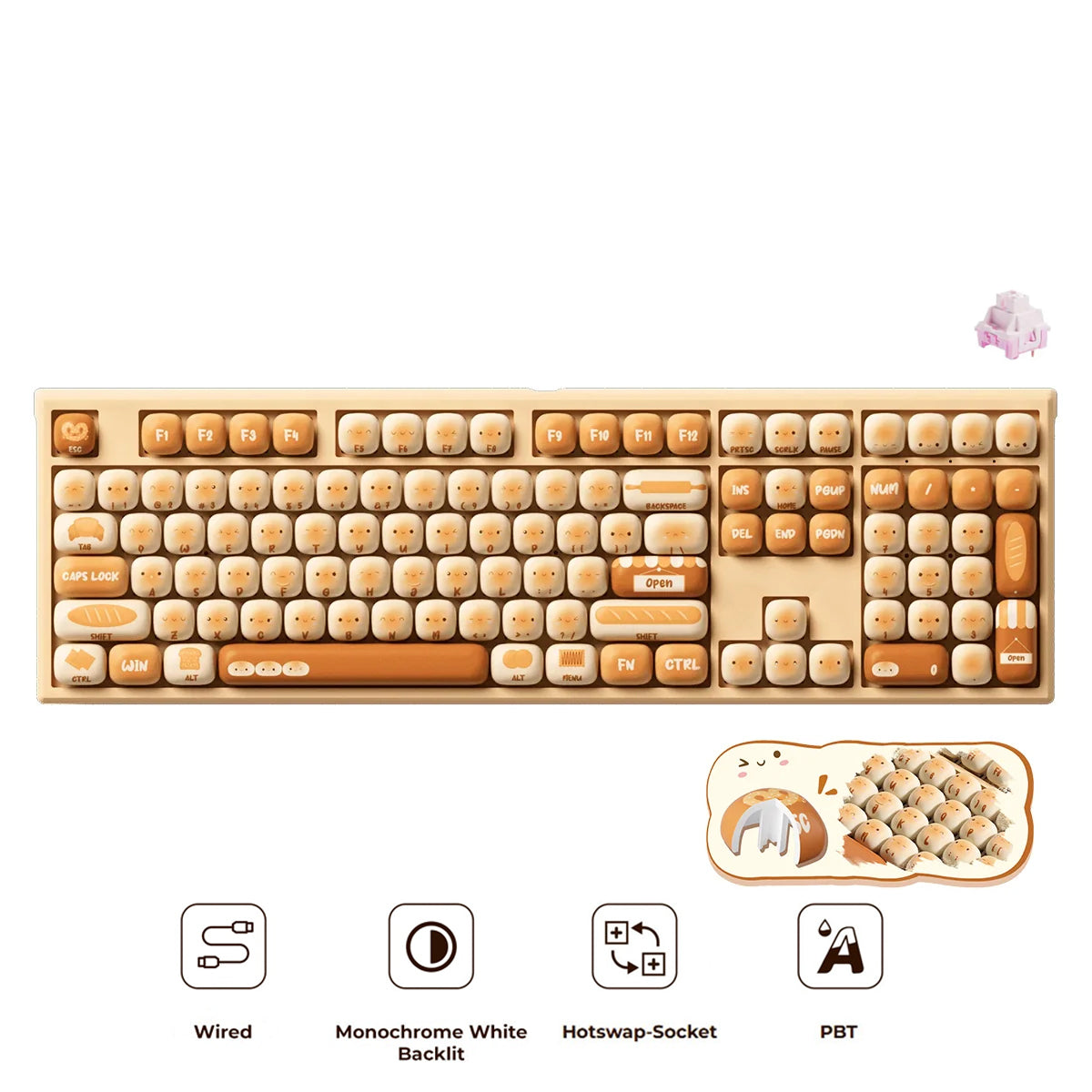 Akko Bun Wonderland 3108 V3 Wired Mechanical Keyboard (Akko Frost Pink Switch) (101-3108C-028)