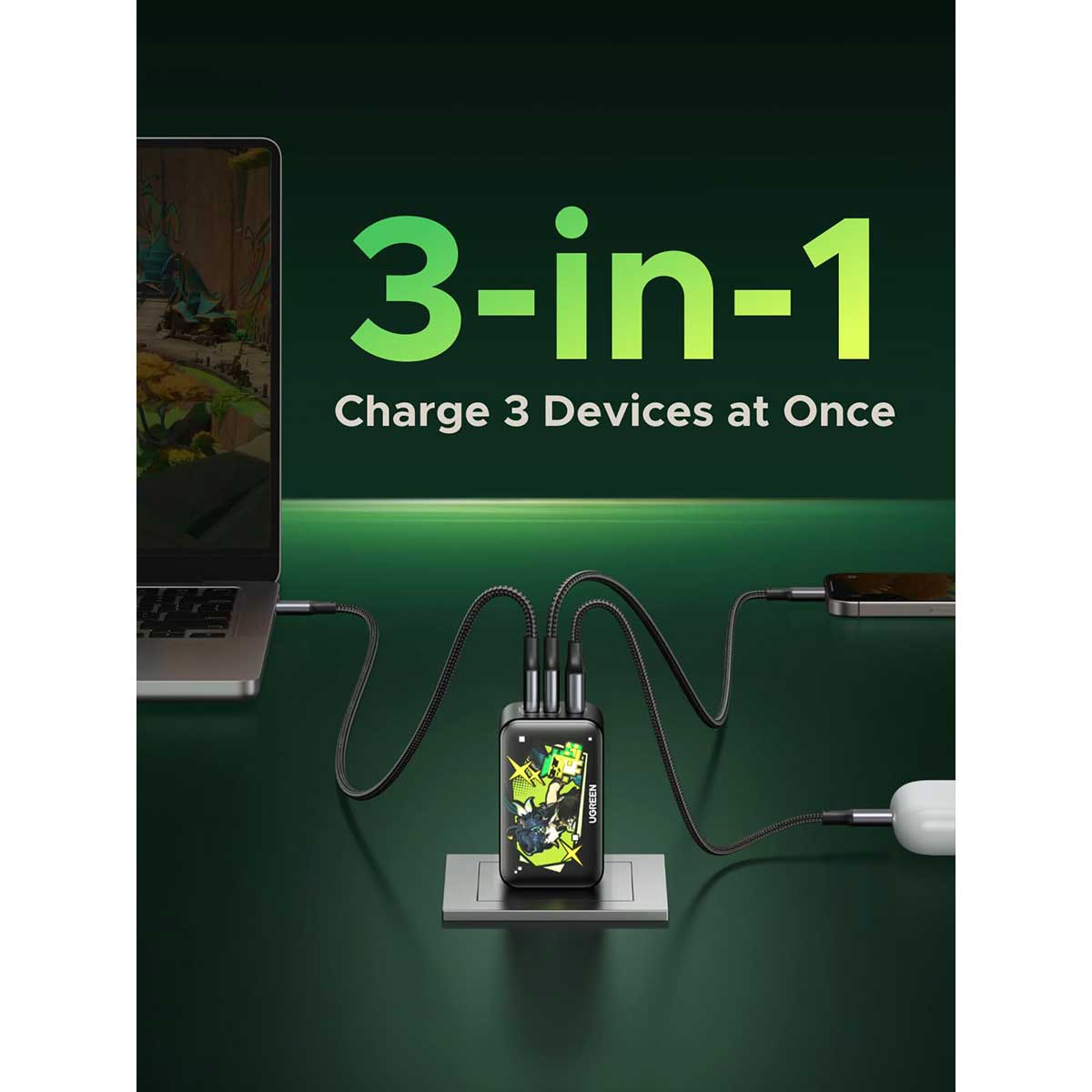 Ugreen Nexode 3-Port 2xUSB-C + 1xUSB-A 65W Gan Fast Charger Genshin Impact Ed. (CD244/10334GI)