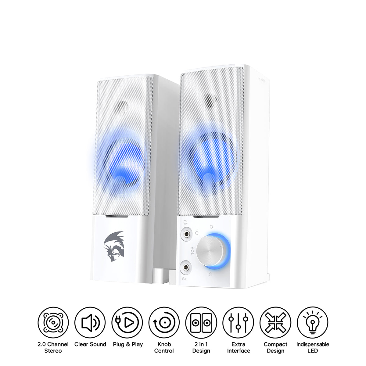 Redragon GS550W Orpheus Stereo Gaming Speaker/Sound Bar (White)