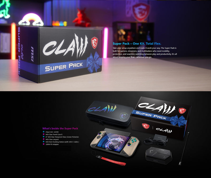MSI Claw 8 AI+ A2VM-060PH Super Pack Handheld Gaming Console (Sandstorm)