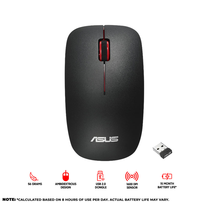 Asus WT300 Wireless Optical Mouse (Black-Red)