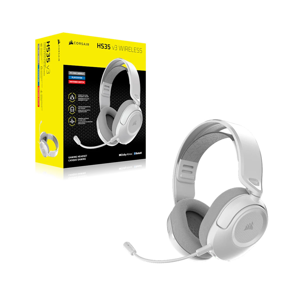 Corsair HS35 v3 Wireless Gaming Headset (White) (CA-9011402-WW)