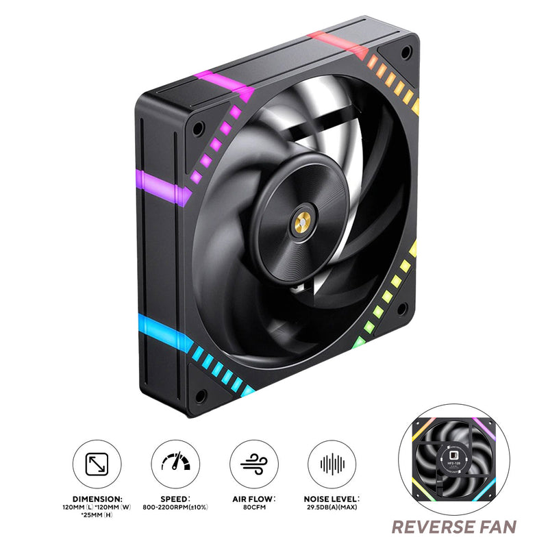 Jonsbo HF2-120BR 120MM High Performance Reverse Fan (Black)