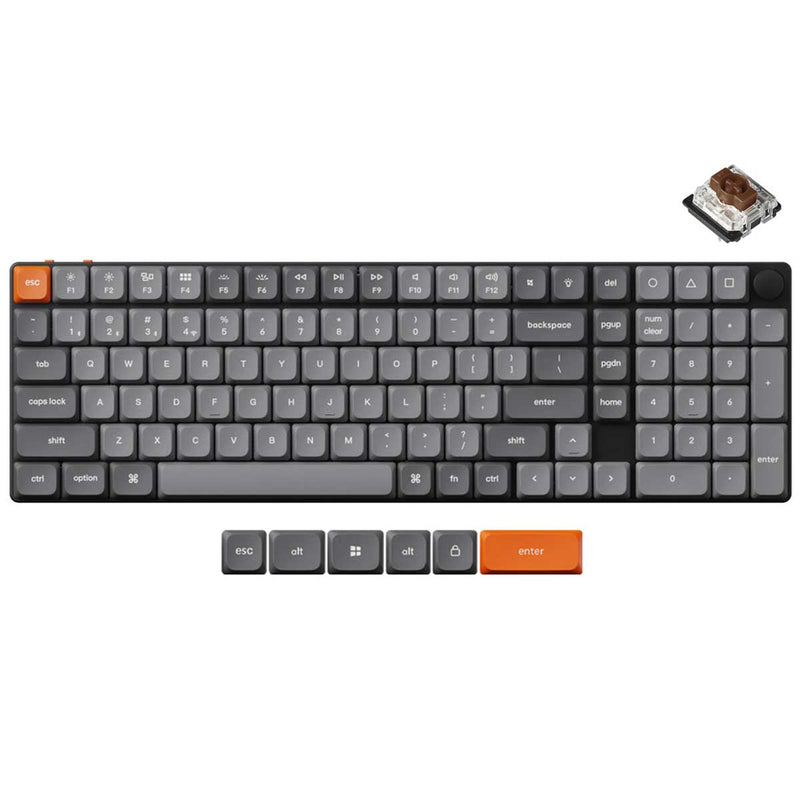 Keychron K17 Max QMK White Backlight Wireless Custom Mechanical Keyboard (Low Profile Gateron Mechanical Brown Switch) (K17M-A3)