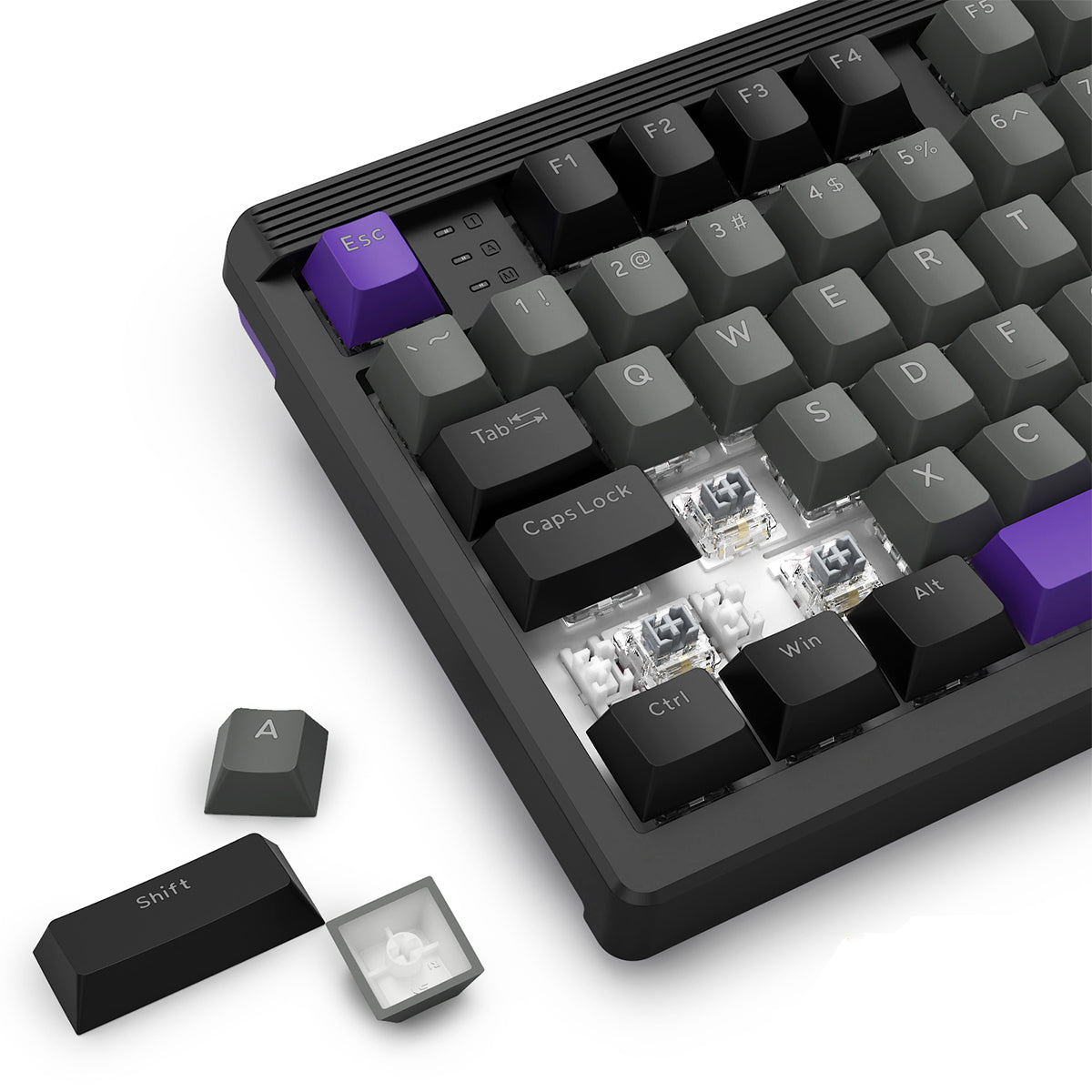 E-Yooso Z-101 RGB 101 Keys Tri-Mode Hot-Swappable Mechanical Keyboard Grey/Black/Purple