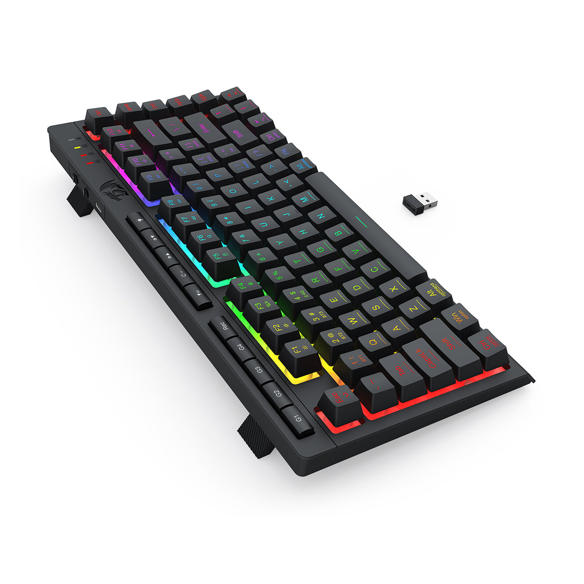 Redragon K524RGB-Pro Crescent Pro 75% Tri-Mode Gaming Keyboard with Macro Keys (Black)