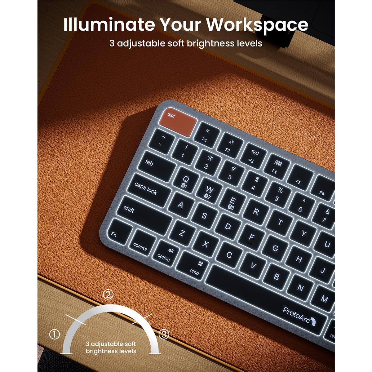 ProtoArc K90-A Multi-Device Backlit Bluetooth Mac Keyboard (Space Grey) (CP016998)