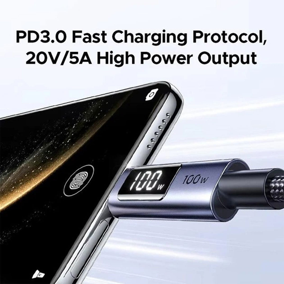 Ugreen USB-C to USB-C PD Fast Charging Cable with LED Display - (Black)