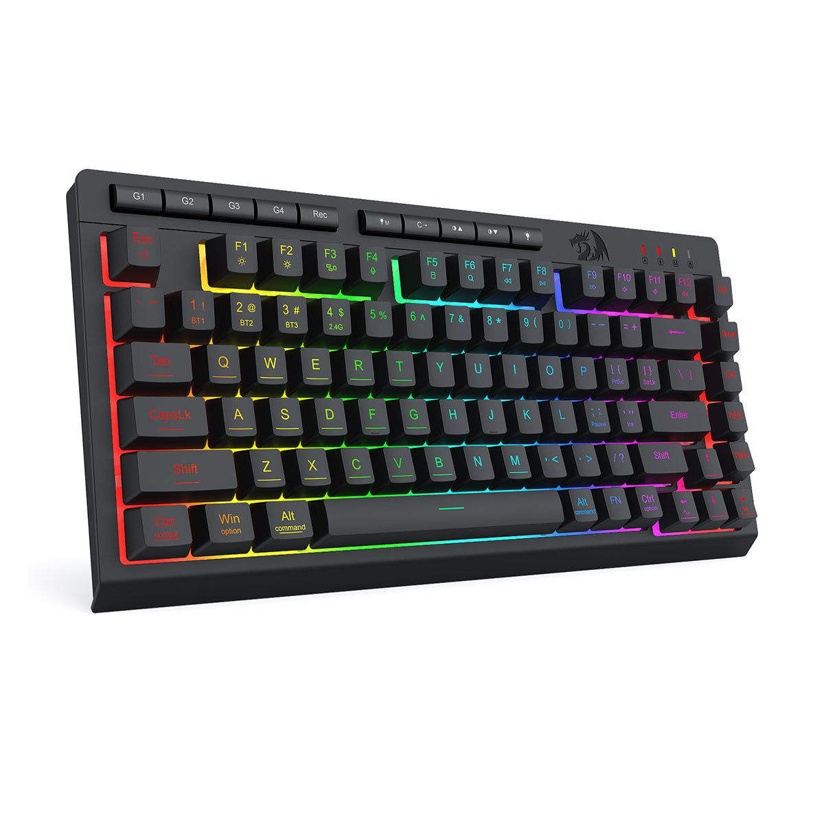 Redragon K524RGB-Pro Crescent Pro 75% Tri-Mode Gaming Keyboard with Macro Keys (Black)
