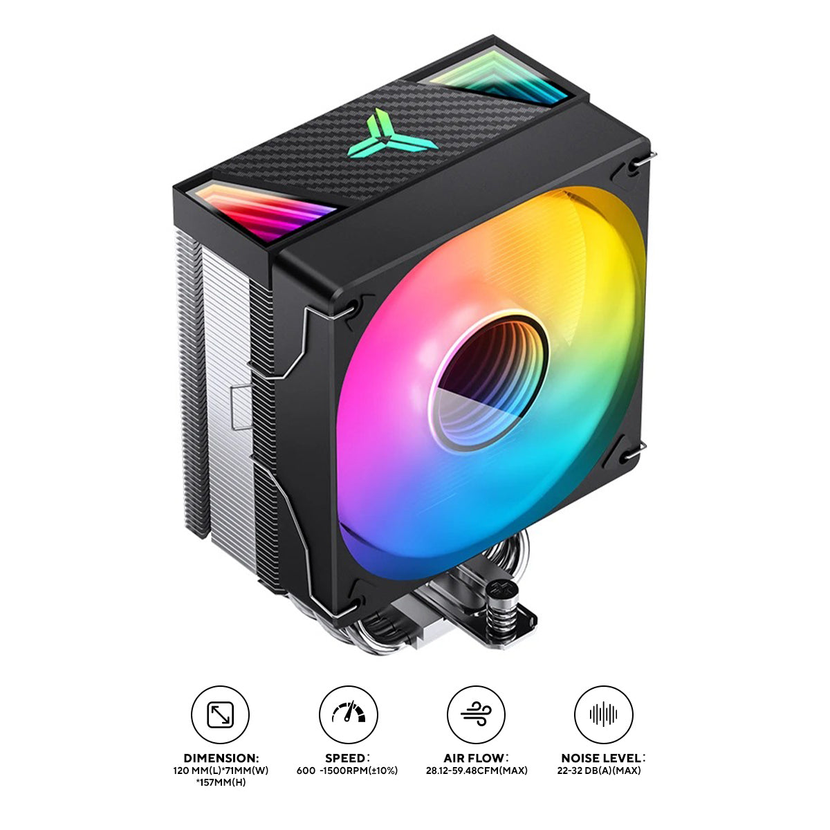 Jonsbo CR-1000 V2 Pro ARGB Silent Series 120MM Single-Tower CPU Cooler (Black)