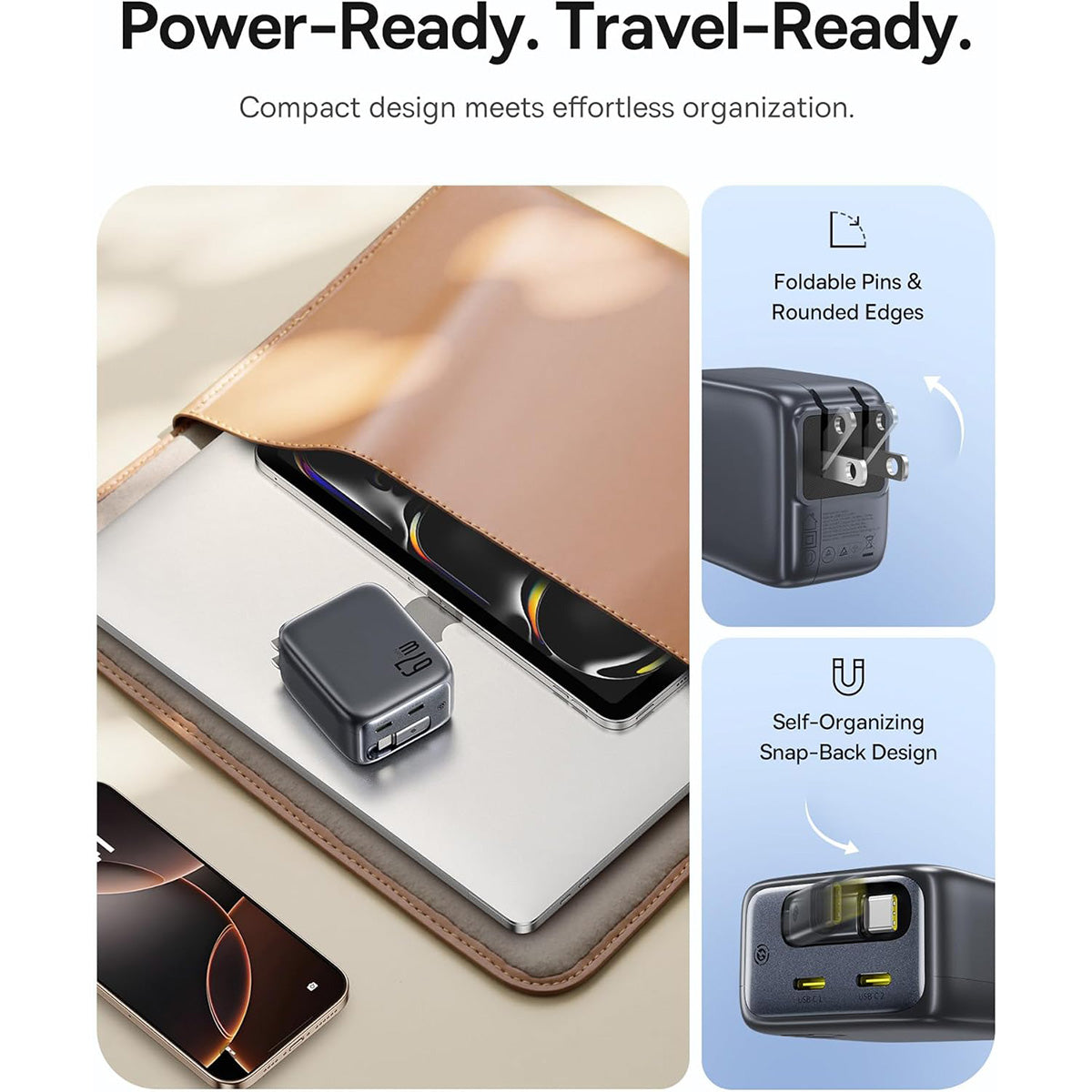Baseus EnerCore CJ11 Fast Charger with Retractable Cable 67W (Cosmic Black) (E0120H00)