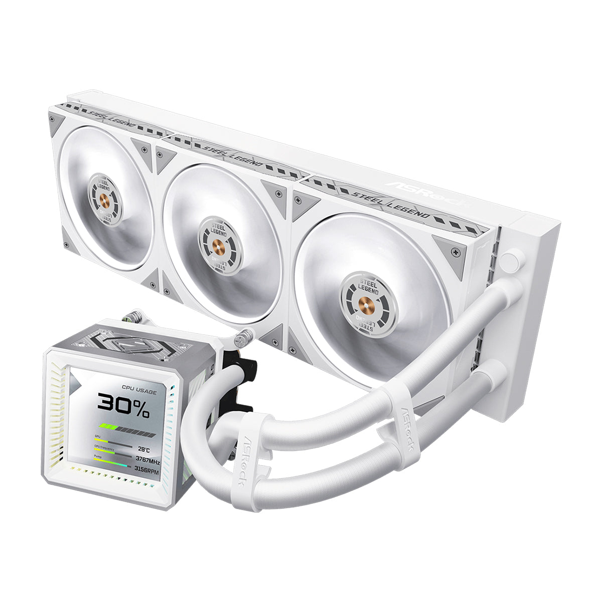 ASRock Steel Legend 360 LCD AIO Liquid Cooler (White)