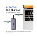 Ugreen USB-C to USB-A 3.0 + 3xUSB-A 2.0 + 2xHDMI + PD Port Converter (7-in-1) Hub - 15cm (Gray)
