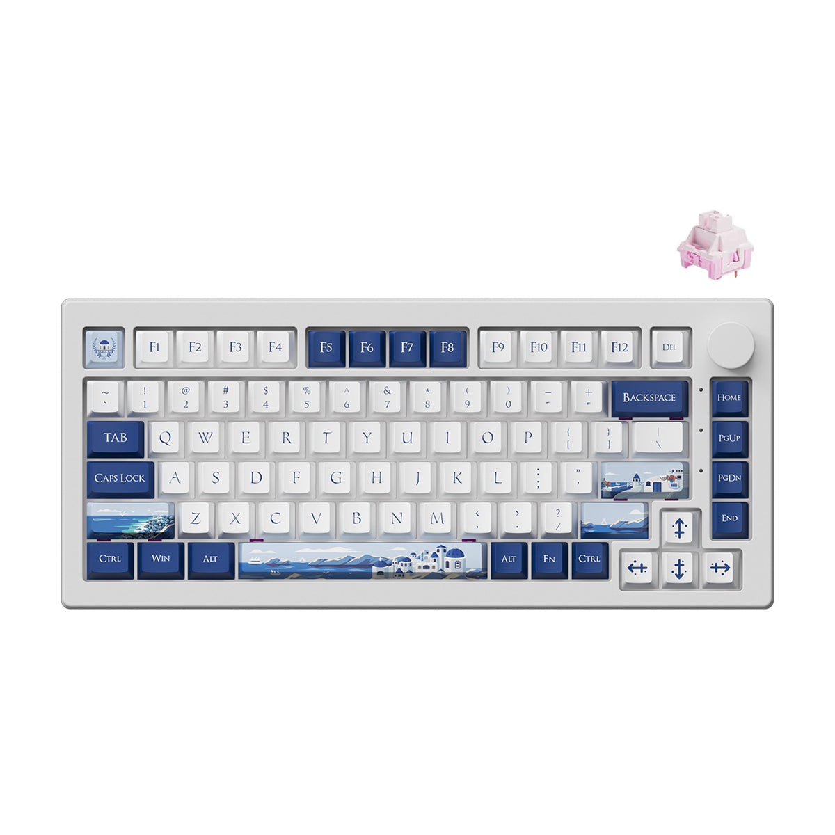 Akko 5075 V3 Multi-Mode RGB Hot-Swappable Mechanical Keyboard (Santorini) (Akko Frost Pink Switch)
