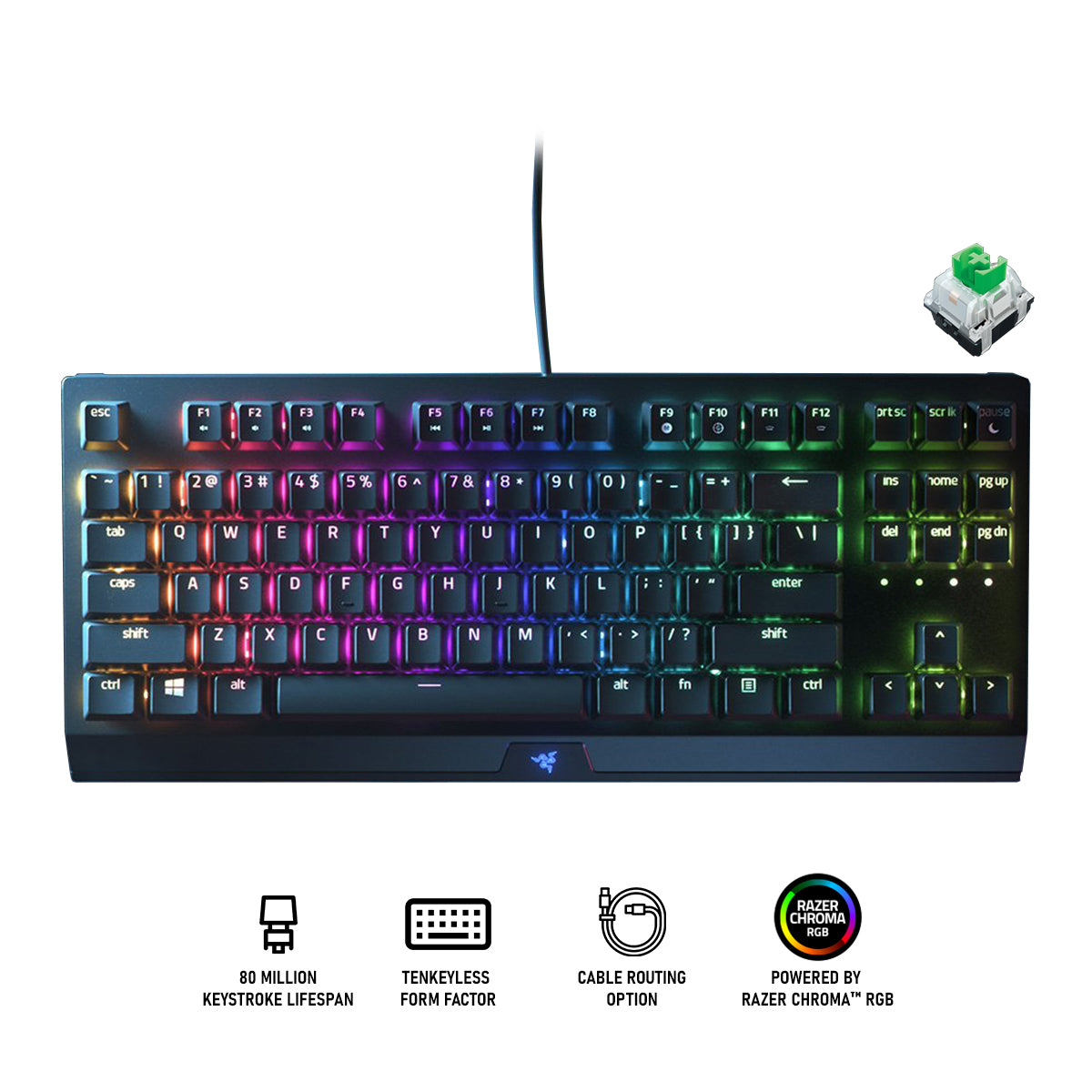 Razer Blackwidow Chroma V3 Tenkeyless Mechanical Gaming Keyboard (Green Switches)
