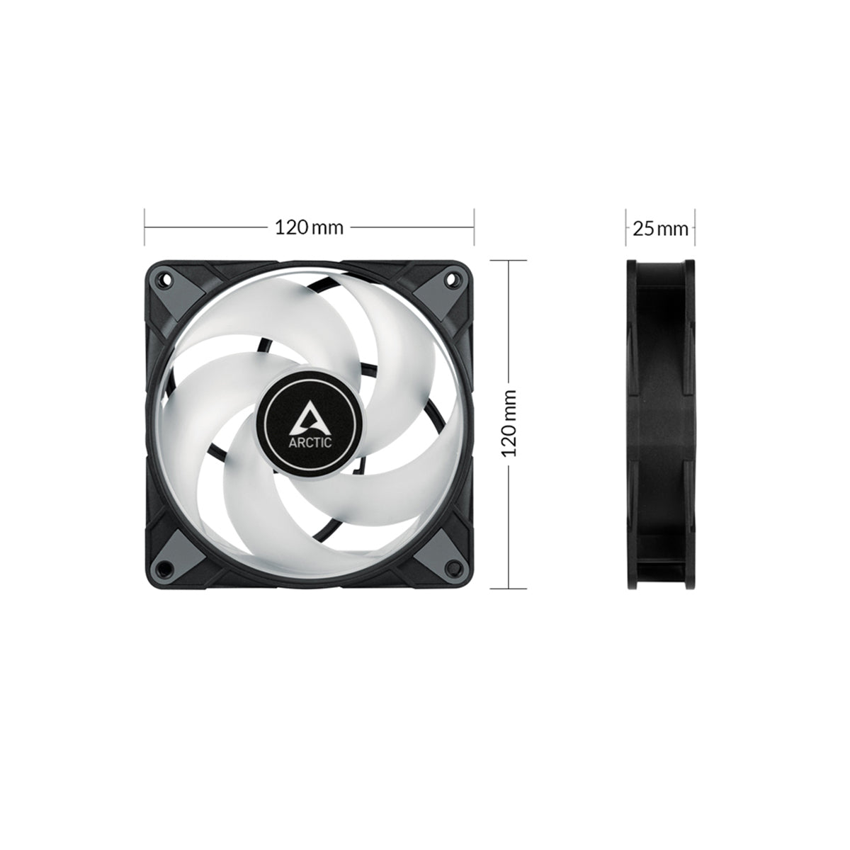 Arctic P12 PWM PST RGB 0dB 120mm PWM 3-Pack Fan without Controller (Black) (ACFAN00230A)
