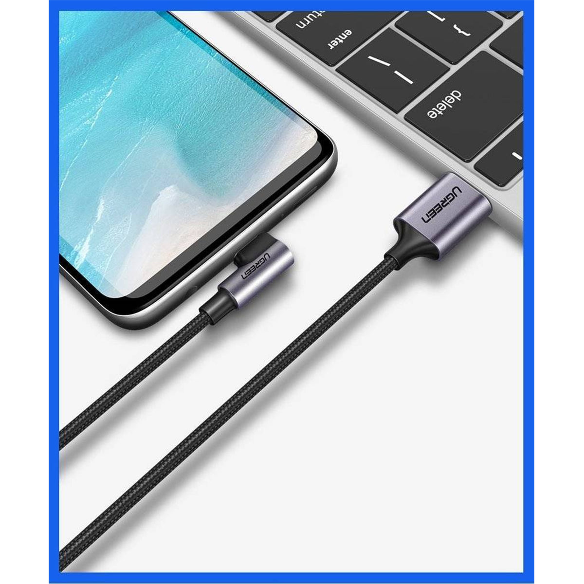 Ugreen Right Angle USB-A to USB-C Data Cable - 2m (Space Gray) (US284/50942)