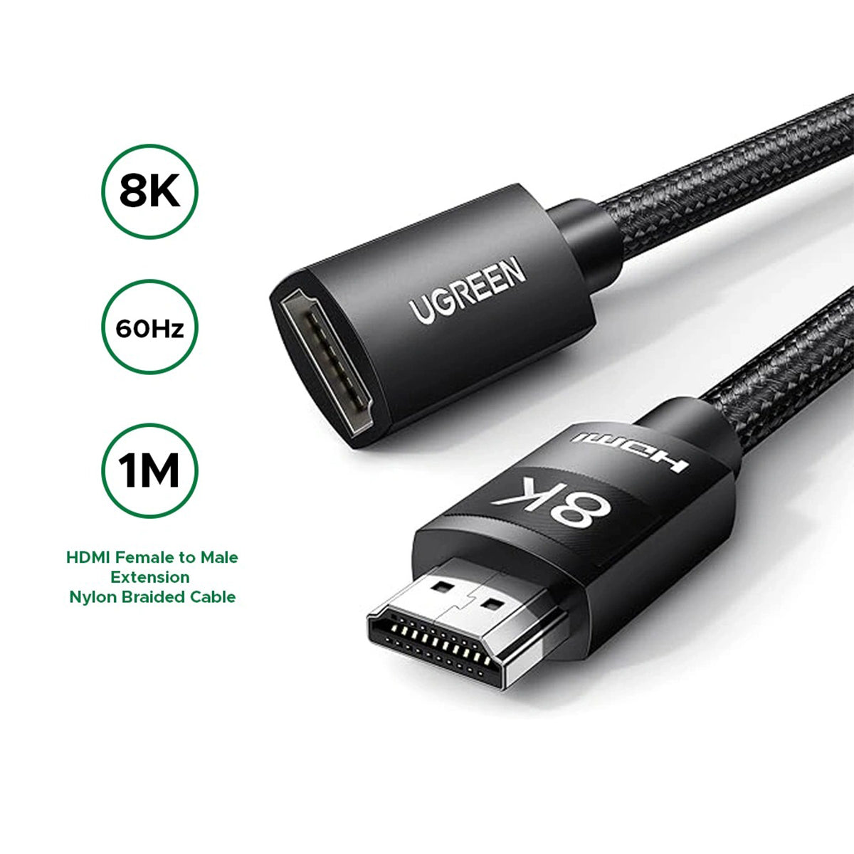 Ugreen HDMI 8K Male to Female Extension Cable - 1m (Black) (HD151/40447)